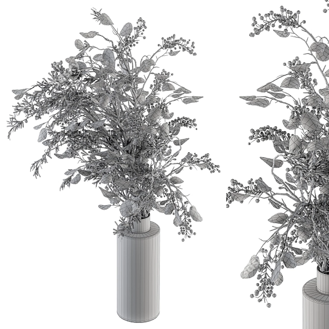 Green Branch Bouquet in Vase 3D model image 5