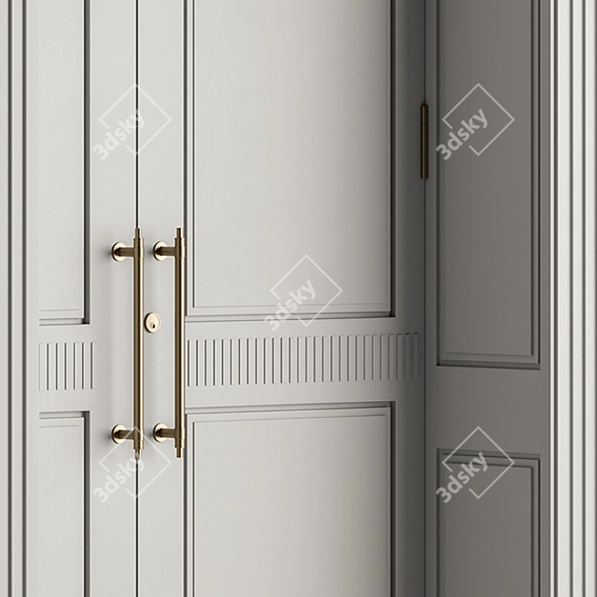 Elegant White Wooden Door 3D model image 3