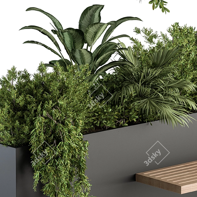 Urban Oasis: Plant Box Bench Set 3D model image 2