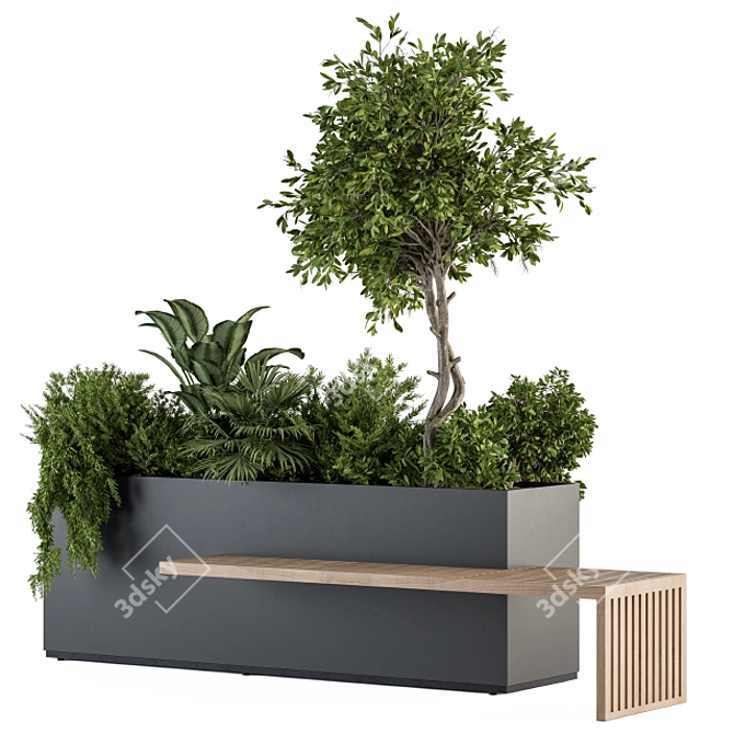 Urban Oasis: Plant Box Bench Set 3D model image 5