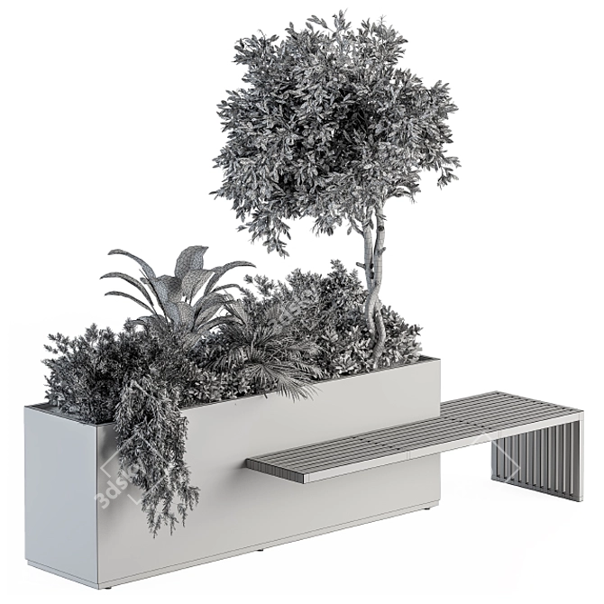 Urban Oasis: Plant Box Bench Set 3D model image 6