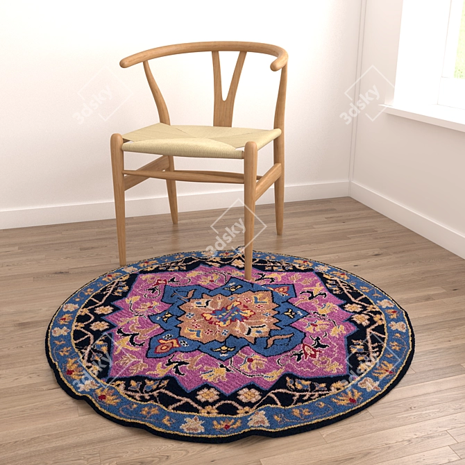 Modern Round Rugs Set 3D model image 2