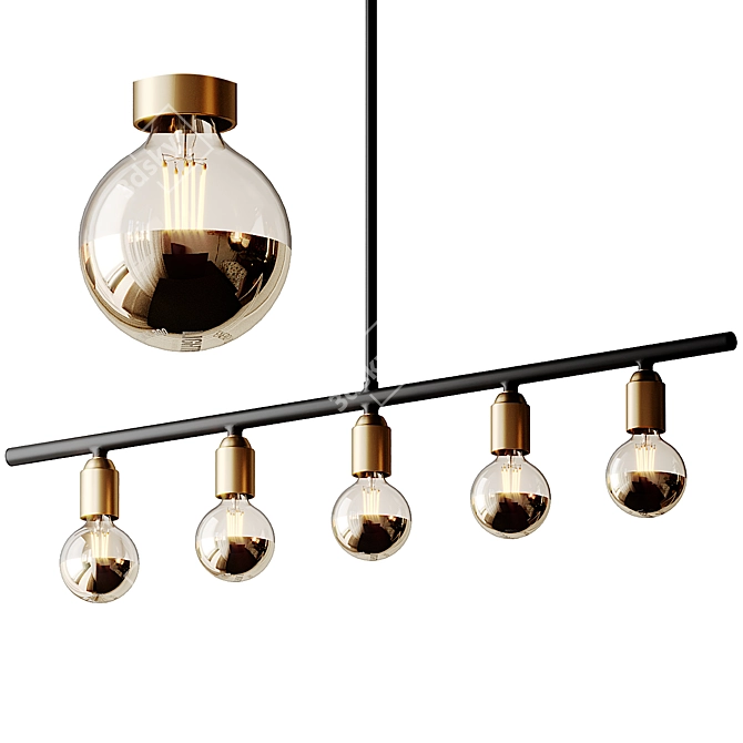 Industrial Black Brass Bar Light 3D model image 1