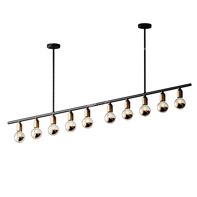 Industrial Black Brass Bar Light 3D model image 4