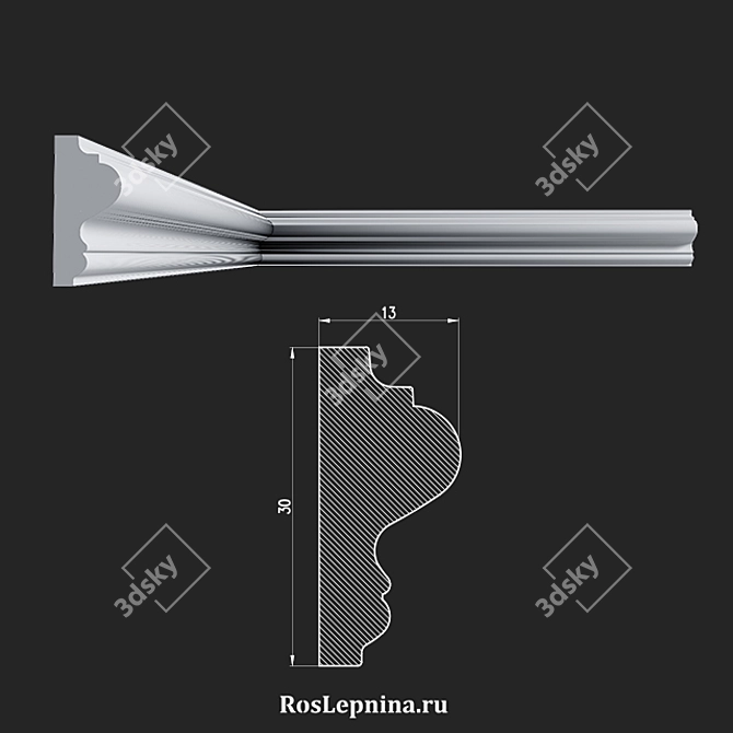 Elegant MG-4005R Gypsum Molding 3D model image 2