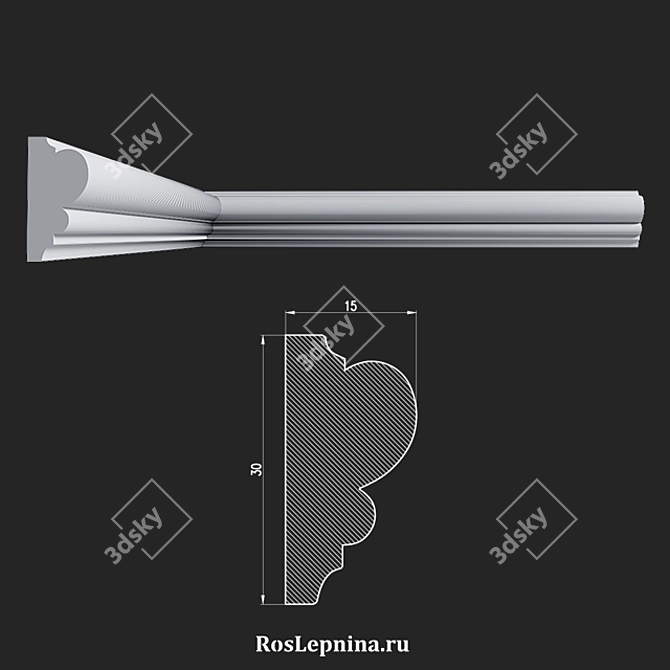 Elegant Gypsum Molding: MG-4003R 3D model image 2