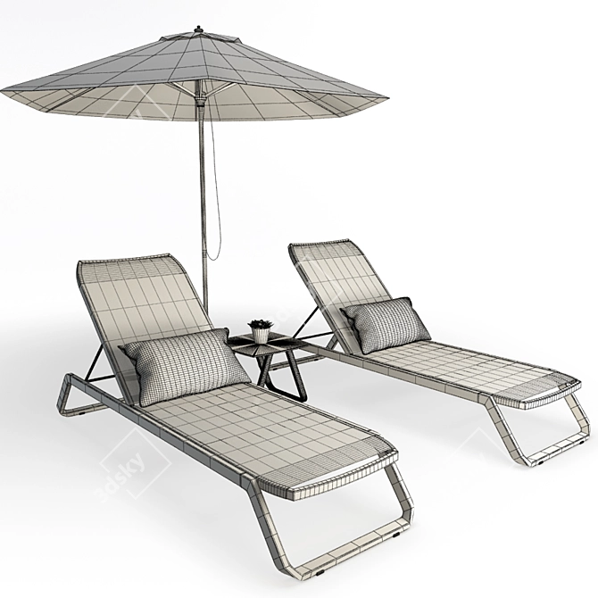 Marieta Metallic Sunbeds Set 3D model image 2