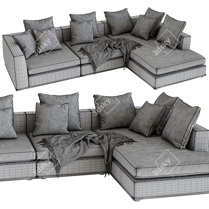 Modern Minotti Powell 6-Seater Sofa 3D model image 3