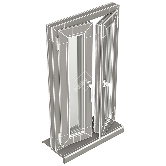 Multi-Color UPVC Double Glazed Window 3D model image 7