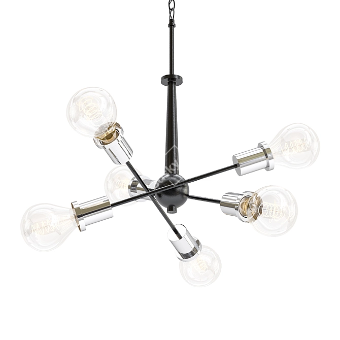 Sleek Twirled Batons Chandelier 3D model image 1