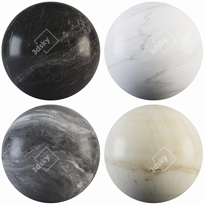 Marble Collection: Fantasy Gray, Elegant White, Cream & Black 3D model image 1