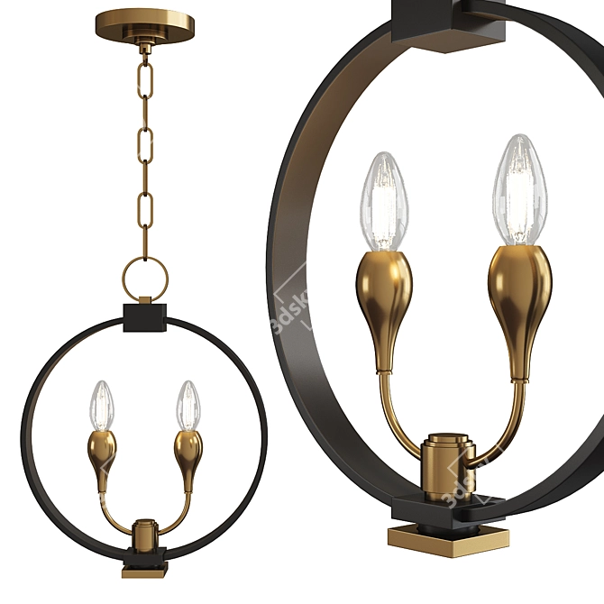 Vintage-inspired Dresden Pendant Light 3D model image 1