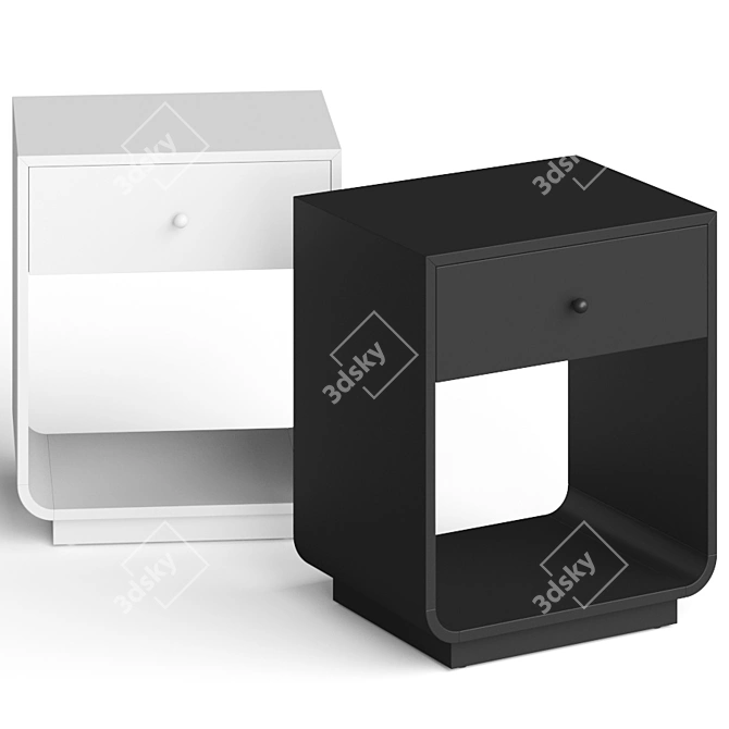 Sleek Bowed Nightstand: CB2's Lacquered Bedside 3D model image 1