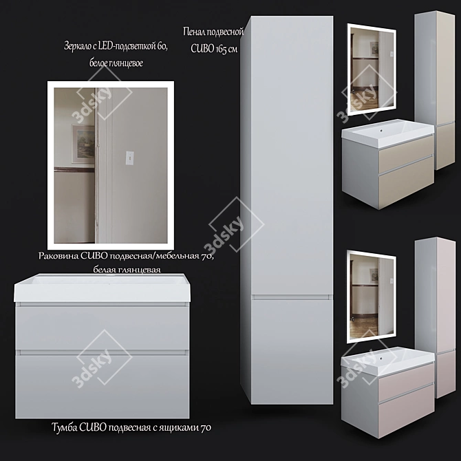 CUBO 70 Kerama Marazzi Cabinet with Sink 3D model image 2