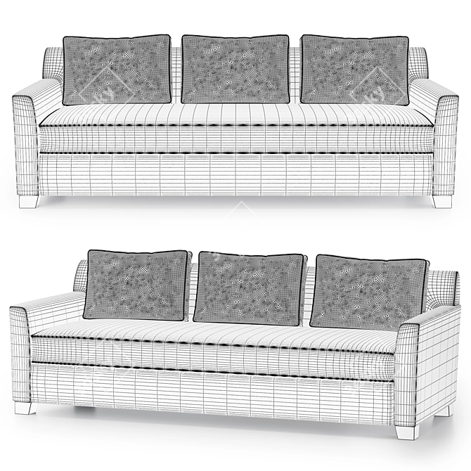 Modern Philippe Hurel Flann Sofa 3D model image 2