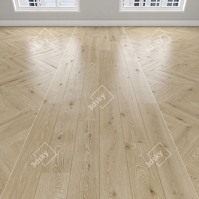 Oak Parquet: Herringbone, Linear, Chevron 3D model image 1