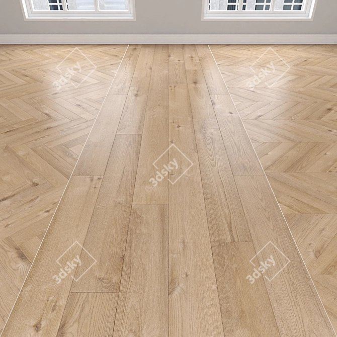 Parquet Oak: Herringbone, Linear, Chevron 3D model image 1