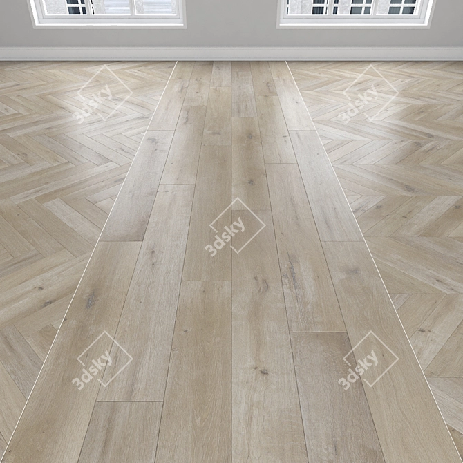 Parquet Oak: Herringbone, Linear & Chevron 3D model image 1