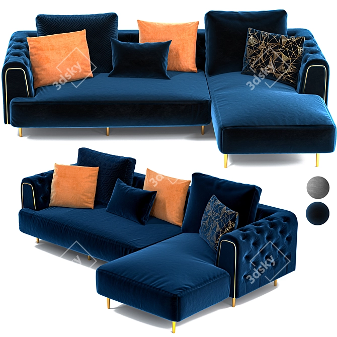 Modern L-Shaped Sigrid Sofa 3D model image 1