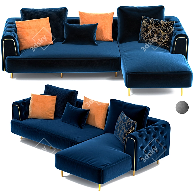 Modern L-Shaped Sigrid Sofa 3D model image 5