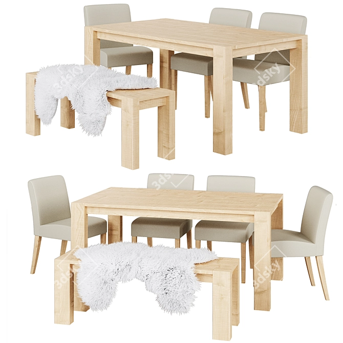 Terra Natural Dining Set: Crate & Barrel 3D model image 1