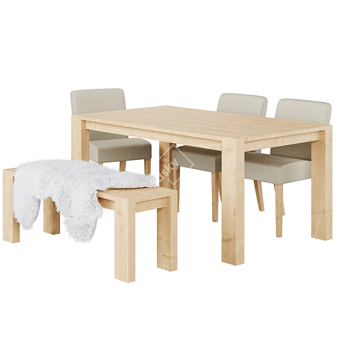 Terra Natural Dining Set: Crate & Barrel 3D model image 2