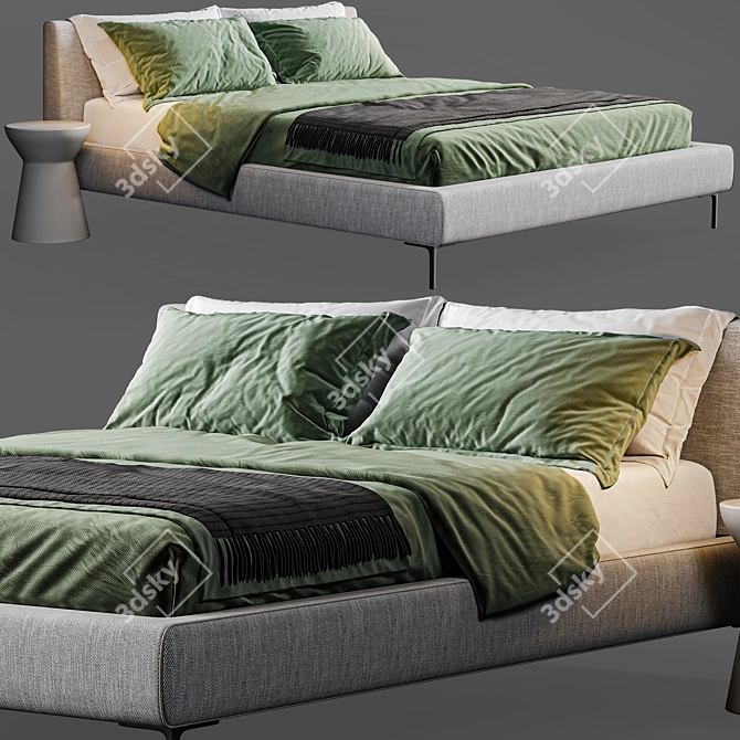 Stylish B&B Italy Charles Bed 3D model image 2