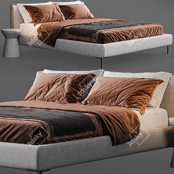 Stylish B&B Italy Charles Bed 3D model image 3