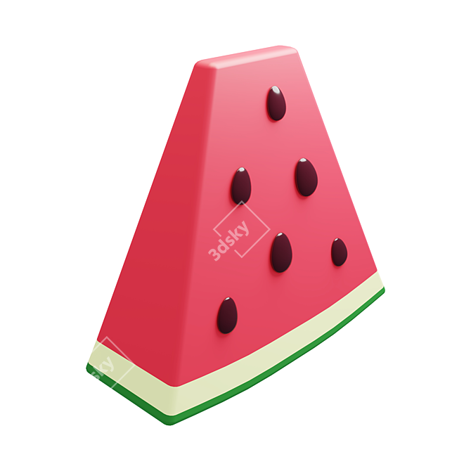 Poly Watermelon Slice with Seeds 3D model image 1