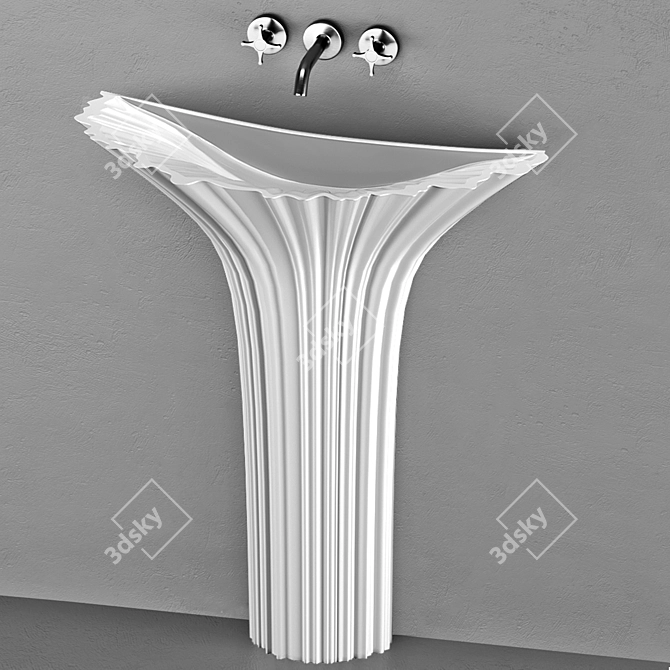 Flora Marmorin Back to Wall Basin 3D model image 7