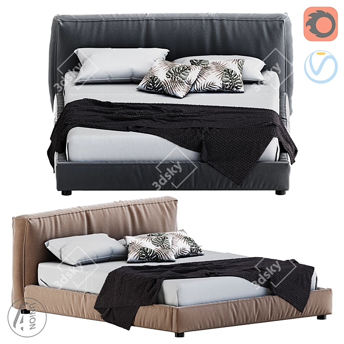 Title: Cube FB Bed - Modern Comfort in 1800x2000mm 3D model image 1