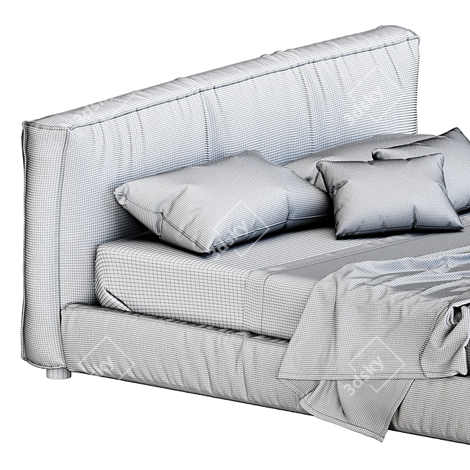 Title: Cube FB Bed - Modern Comfort in 1800x2000mm 3D model image 2