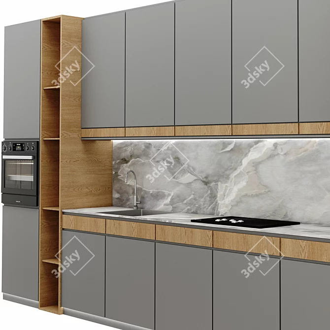 Modern Kitchen Design Set 3D model image 3