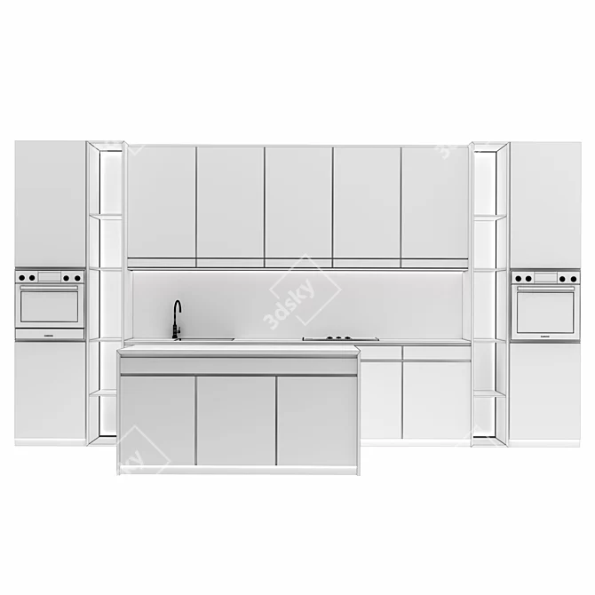 Modern Kitchen Design Set 3D model image 6