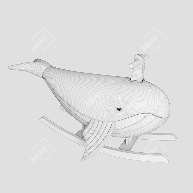 Whale Rocker: Plush Body & Wooden Frame 3D model image 4