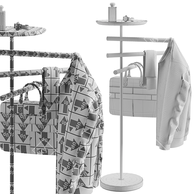 Modern Valet Stand with Mirror 3D model image 5