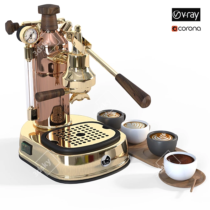 Italian Excellence: La Pavoni Professional Espresso Machine 3D model image 1