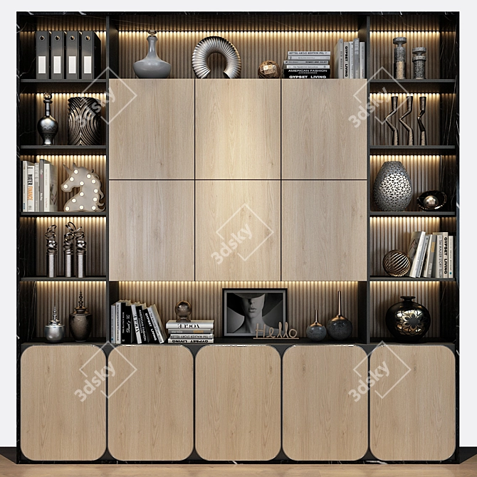 Modern Wood Cabinet | 0435 3D model image 1