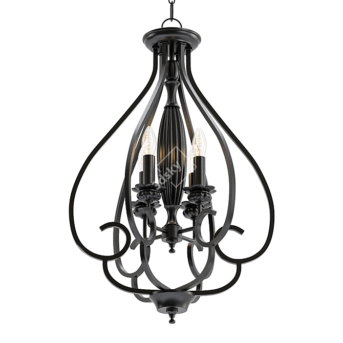 Bronze Foyer Chandelier: Dunnell 18 3D model image 1