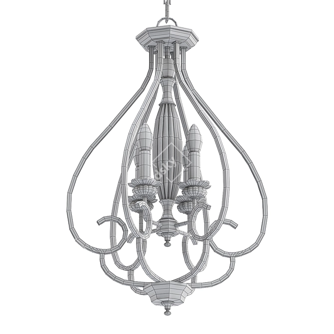 Bronze Foyer Chandelier: Dunnell 18 3D model image 2