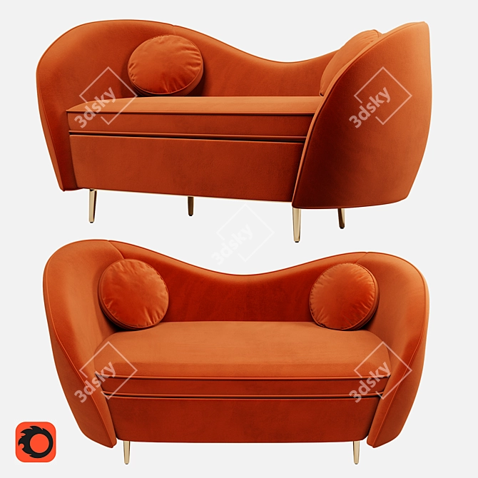 Elegant Kooper Velvet Sofa 3D model image 2