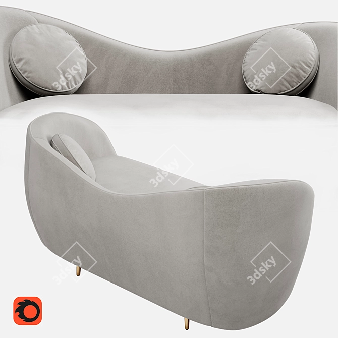 Elegant Kooper Velvet Sofa 3D model image 4