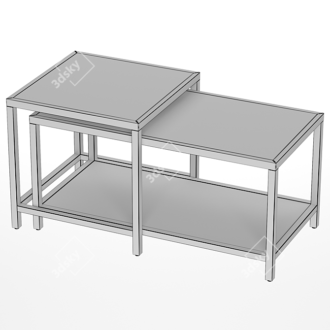 Sleek Black Glass Nest Tables 3D model image 3