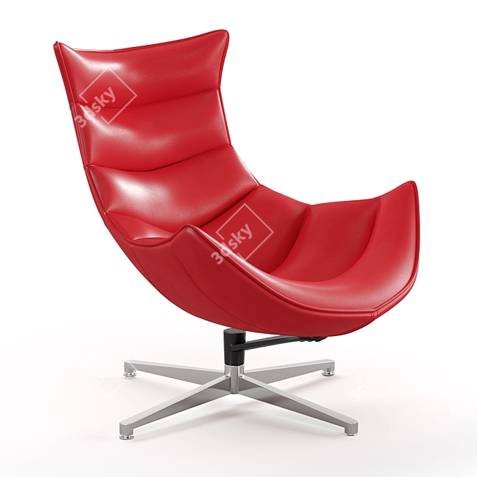 Modern Cocoon Leather Chair 3D model image 6