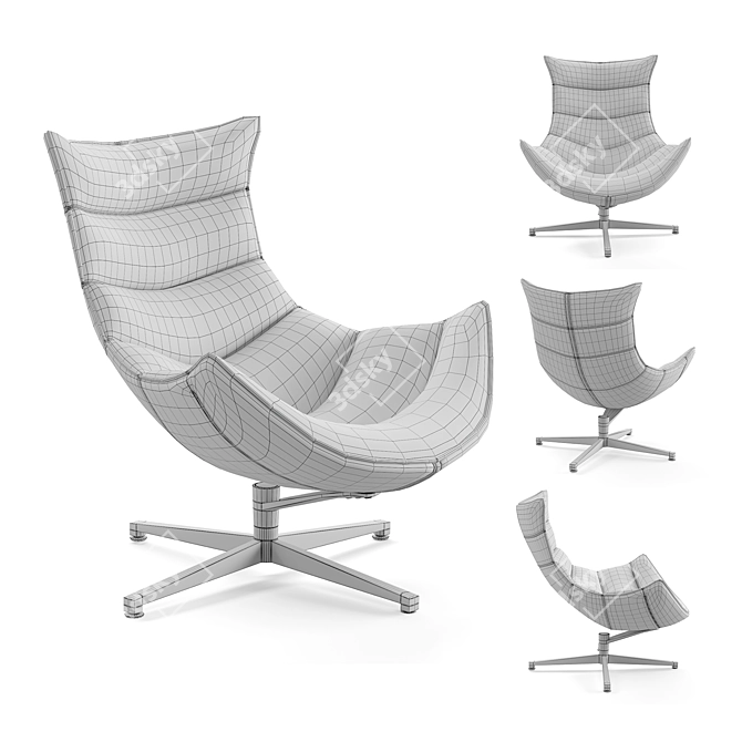 Modern Cocoon Leather Chair 3D model image 7