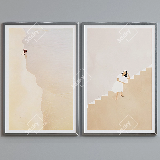 Modern Frame Set: 2 Minimalist Frames with 5 Material Options 3D model image 4