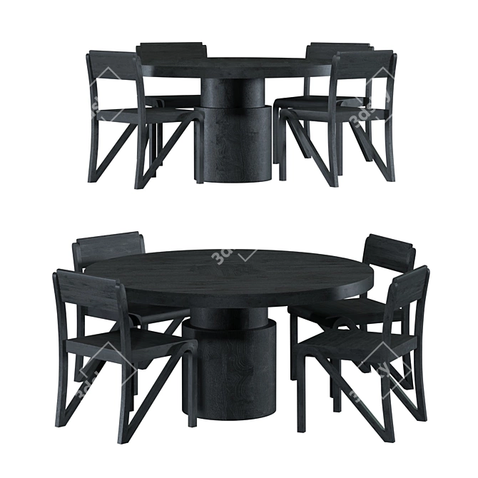 Contemporary 100C Dining Set 3D model image 1