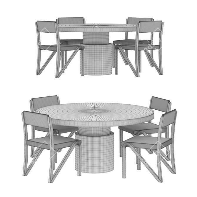 Contemporary 100C Dining Set 3D model image 4
