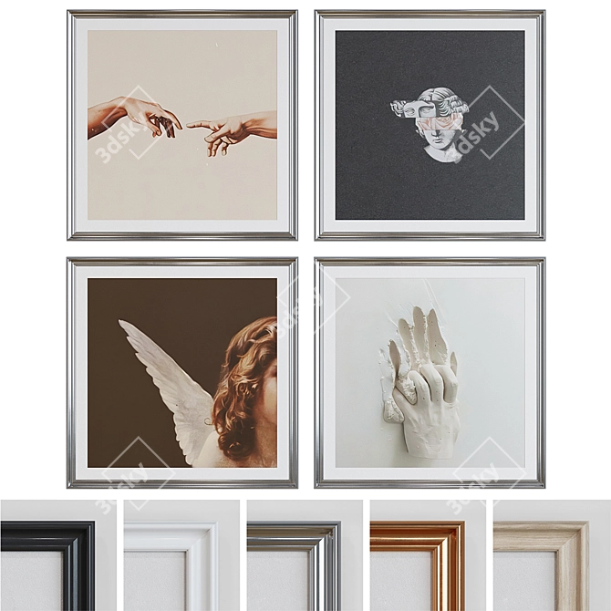 Modern Frame Set with Minimalistic Images 3D model image 1