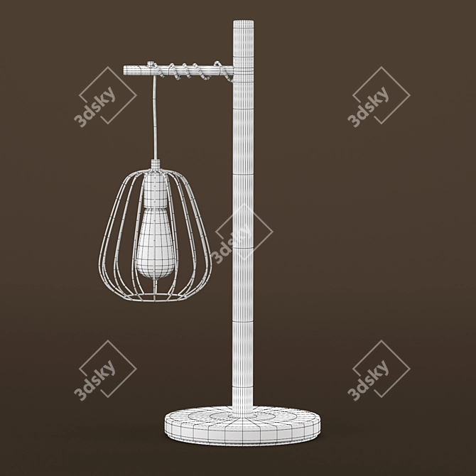 Industrial Metal Table Lamp with Twisted Wire Shade 3D model image 3